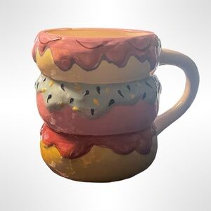 Coffee cup, three donut stack hand painted cup‎